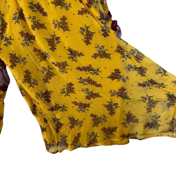 Sundance Small Floral Dreams Blouse Top Boho Yellow Gold Tassels Womens - Picture 11 of 15